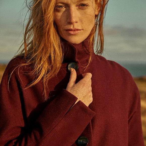 MELANIE LYNE:  High Collar Wool Blend Coat - fig colour - Picture 1 of 8